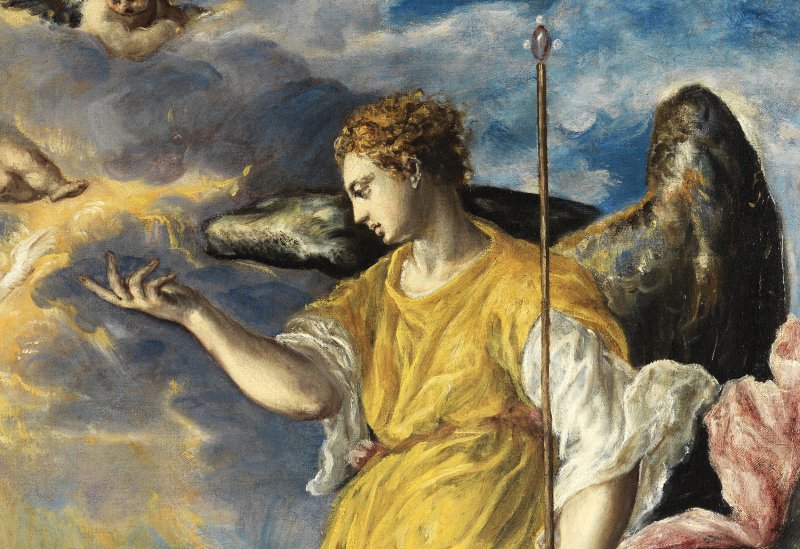 Detalle del Arcángel San Gabriel de la obra “La Anunciación” c.1576, de El Greco