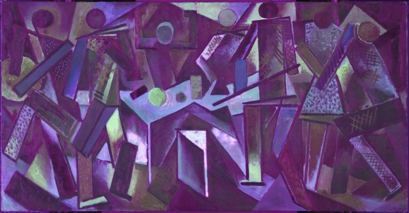 Imagen ultravioleta de la obra los “Jugadores de billar” de Varvara Stepanova