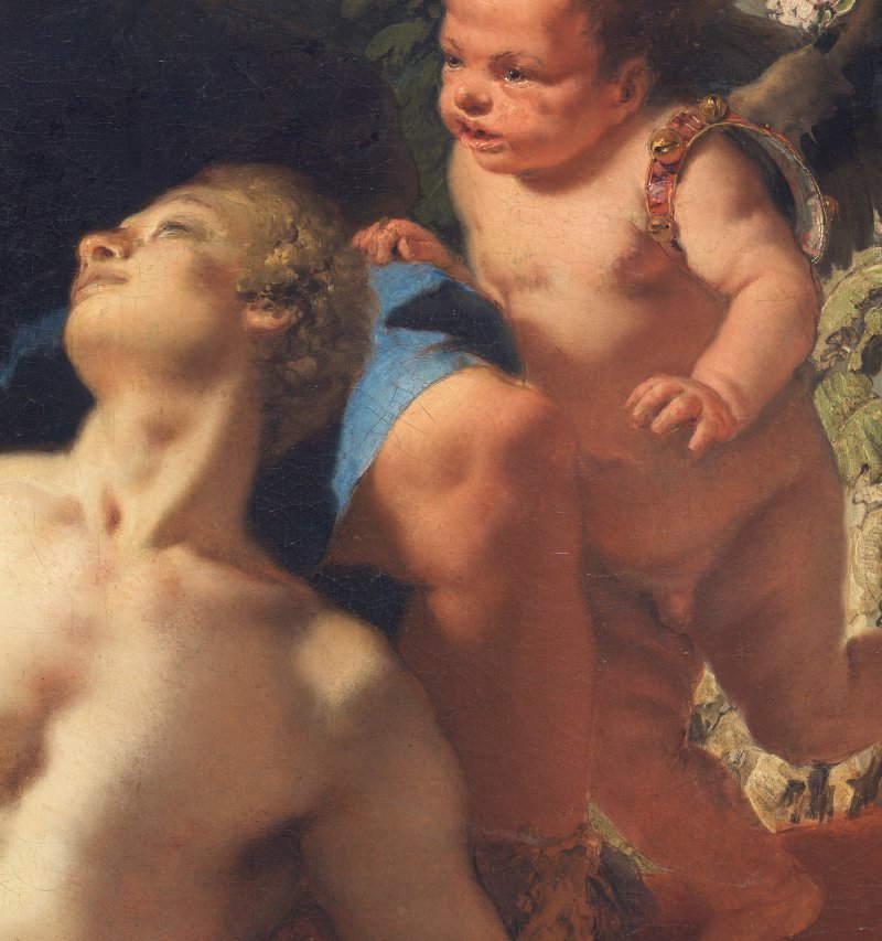 Detalle de la imagen visible de “La muerte de Jacinto” de Giambattista Tiepolo