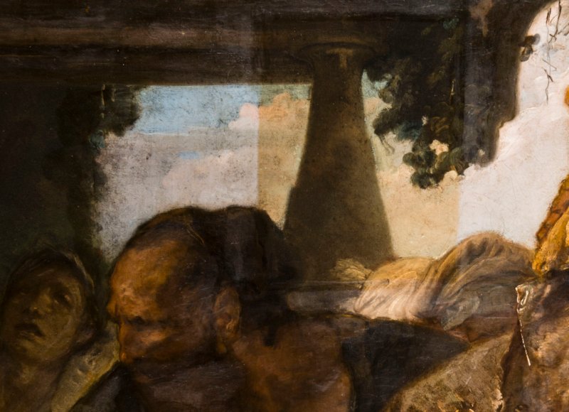 Cata realizada durante el proceso de limpieza de la obra de Tiepolo