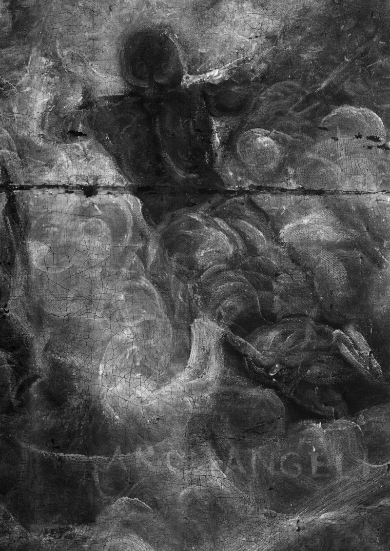 Detalle de la imagen radiográfica de la obra "El Paraíso", de Tintoretto