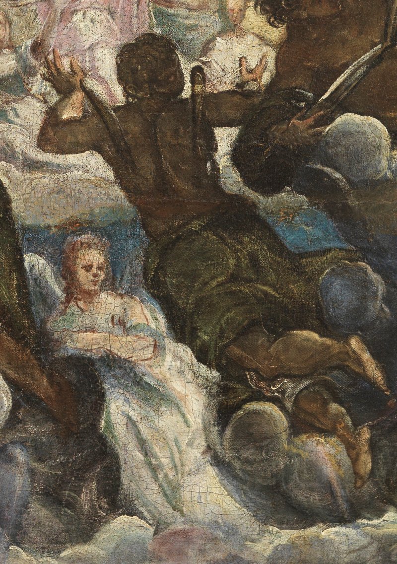 Detalle de la imagen visible de la obra "El Paraíso", de Tintoretto