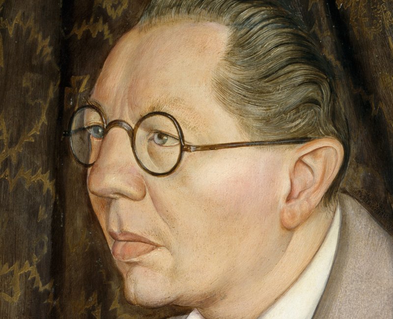 Detalle de la imagen visible de la obra de Dix, “Hugo Erfurth con perro”