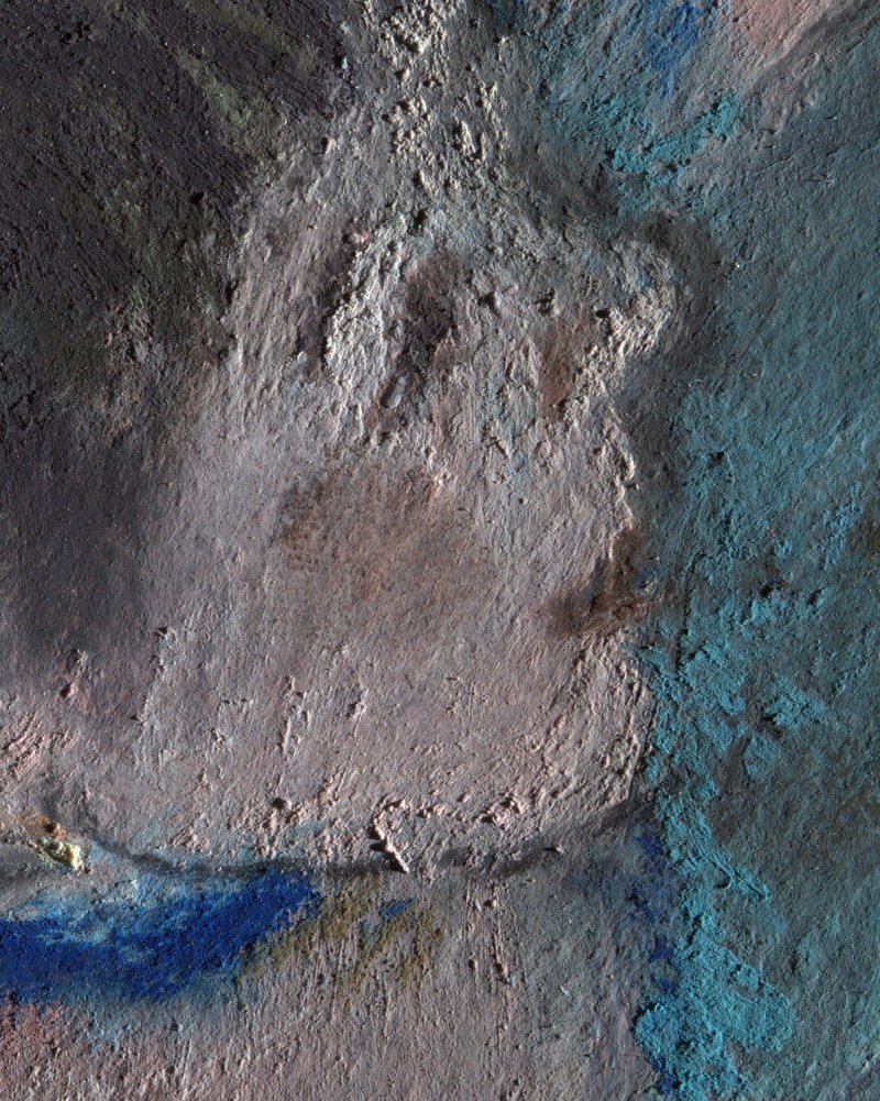 Detail of the raking light image of Degas' painting "Swaying Dancer (Dancer in Green)"