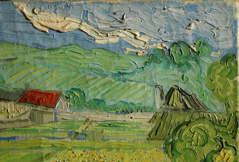 Detail of the raking light image of Van Gogh's "Les Vessenots in Auvers"