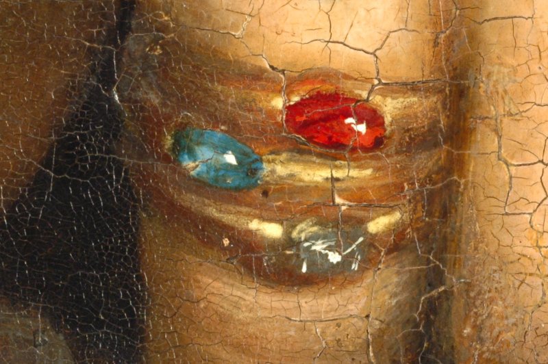 Macrophotographic detail of Amberger's "Portrait of Matthäus Schwarz"