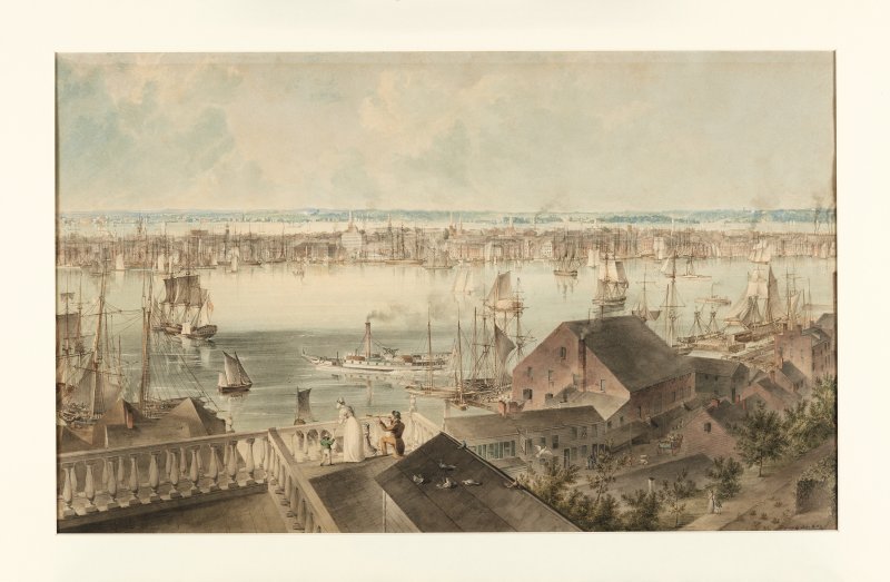 View of New York from Brooklyn Heights. Vista de Nueva York desde Brooklyn Heights, c. 1836