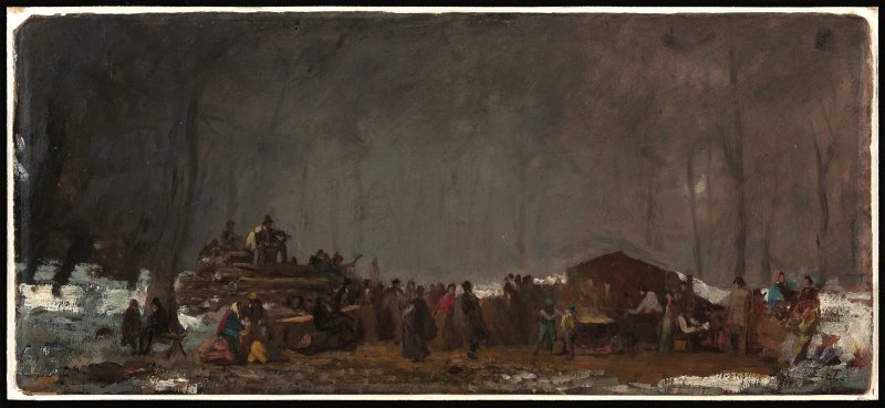 The Maple Sugar Camp-Turning Off. El campamento para la fabricación de azúcar de arce. La despedida, c. 1865-1873