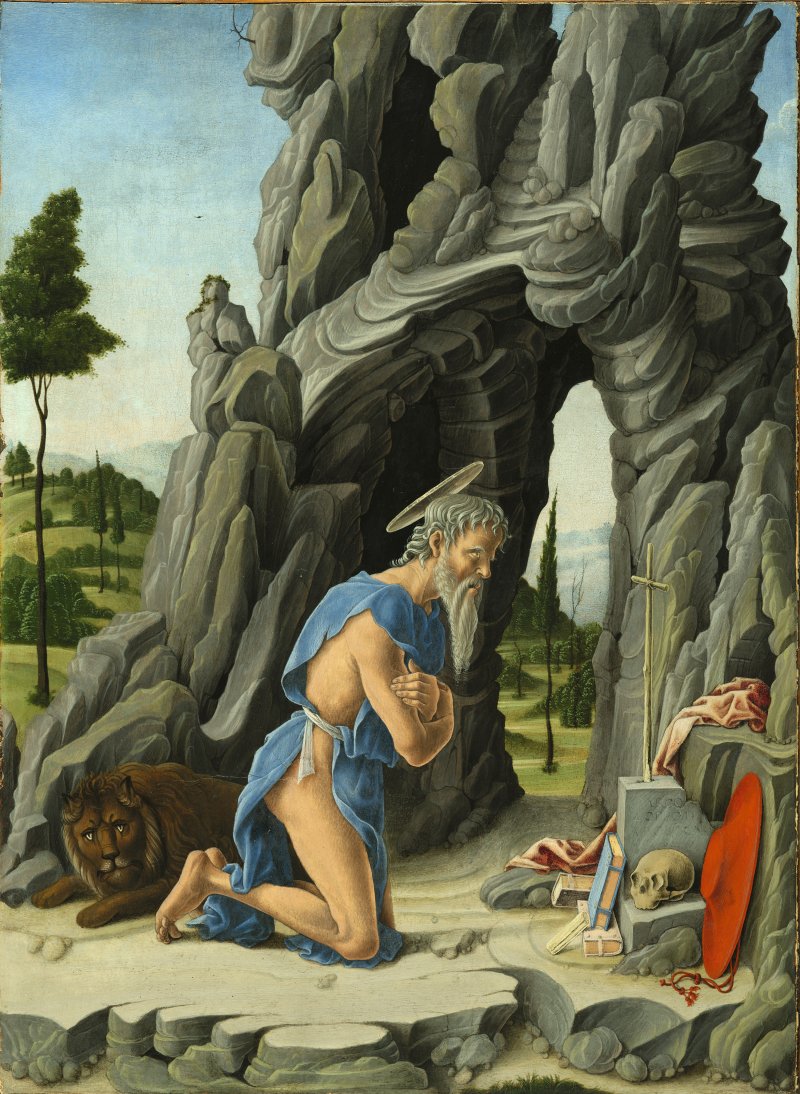 Saint Jerome in the Desert. San Jerónimo en el desierto, c. 1450-1455