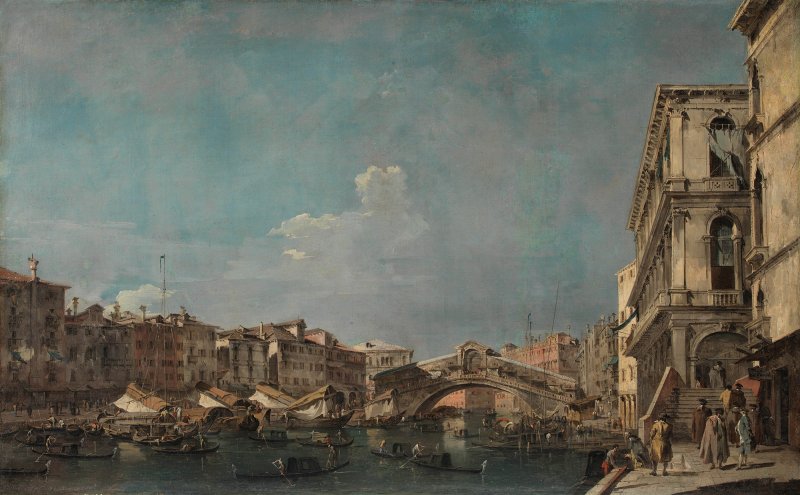 Francesco Guardi. The Grand Canal at the Rialto Bridge
