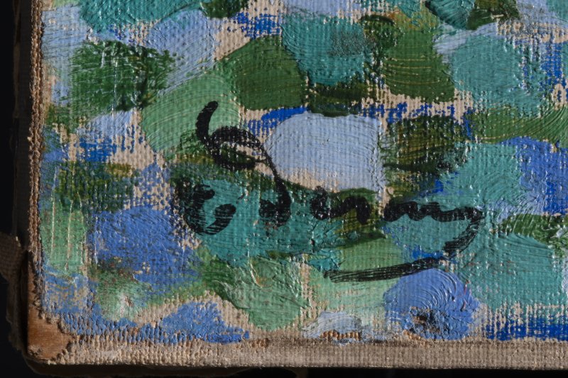 Detail of the signature of André Derain's painting “Waterloo Bridge”