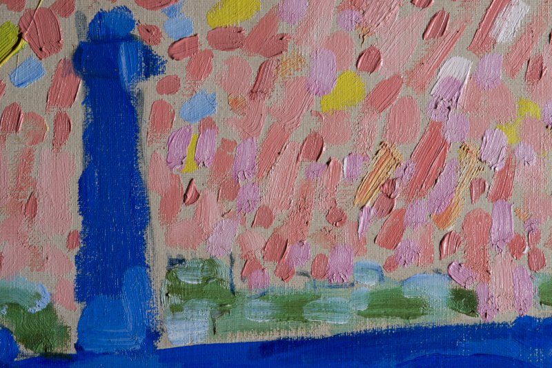 Detail of the brushstroke of André Derain's artwork “Waterloo Bridge”