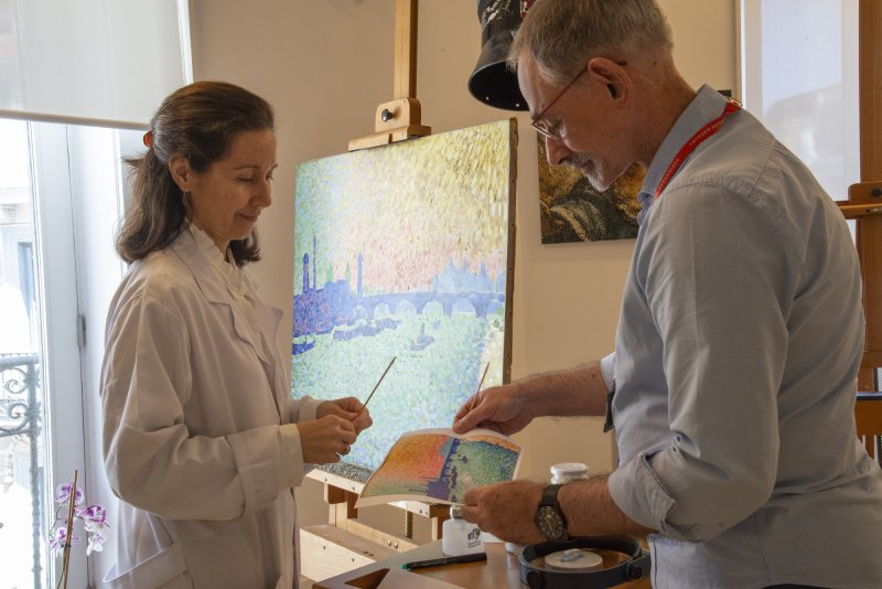 Detail of the cleaning control protocol for André Derain's “Waterloo Bridge”