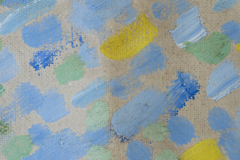 Detail of the cleaning process of André Derain's artwork “Waterloo Bridge”