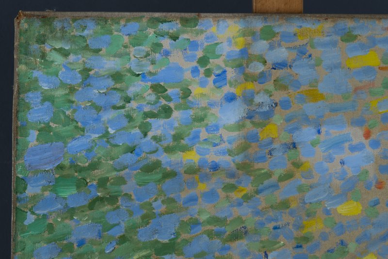 Detail of the tasting on site in the process of restoring André Derain's “Waterloo Bridge”