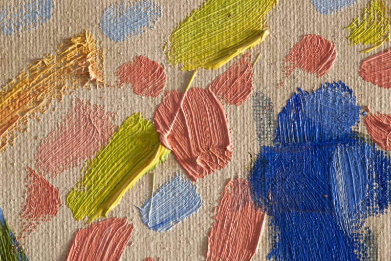 Detail of the pigments that constitute the color palette of André Derain's artwork “Waterloo Bridge”