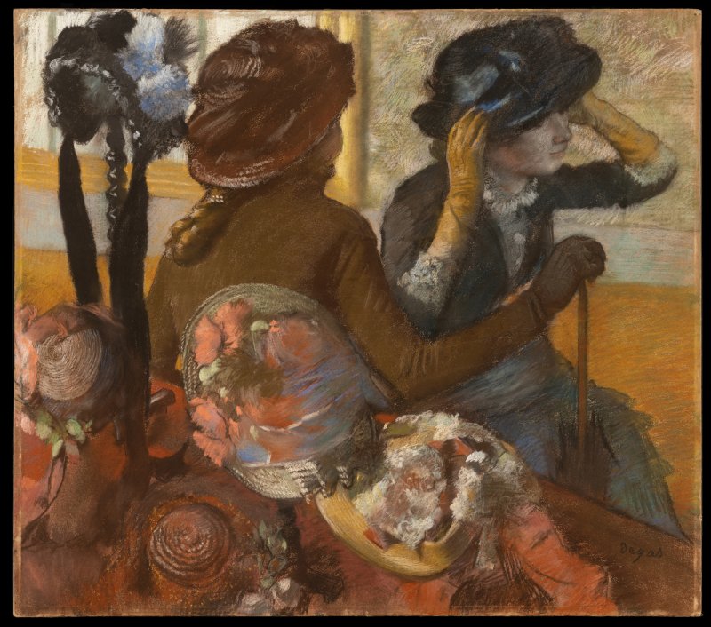 Visible image of the painting by Degas, “At the Milliner's”