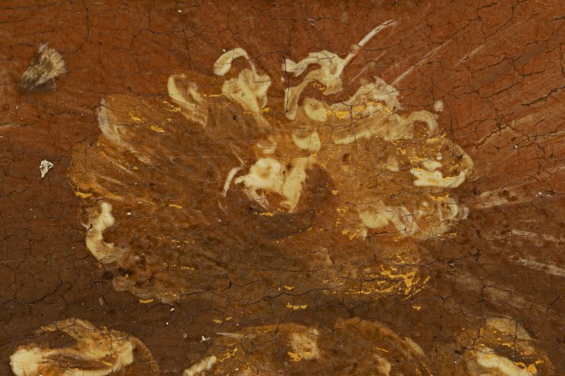 Detalle de los acabados en oro en la pintura “Retrato de una dama” de Pier Francesco Foschi