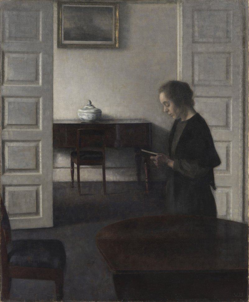 Vilhelm Hammershøi. Interior with a Reading Lady, 1911