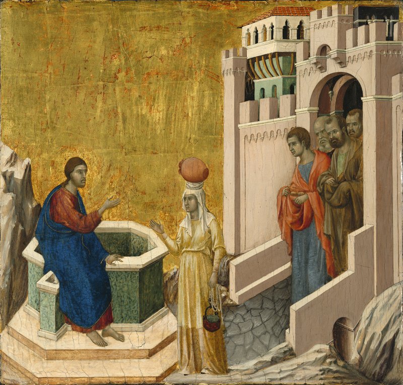 Cristo y la samaritana. Duccio DI BUONINSEGNA
