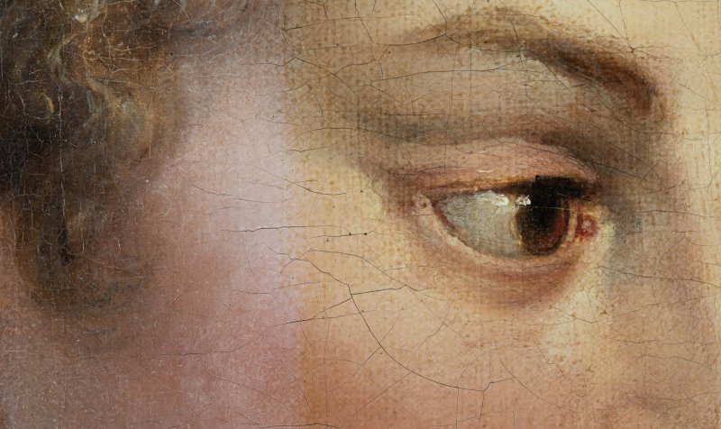 Detalle del proceso de limpieza de la obra de Rubens, “Venus y Cupido”