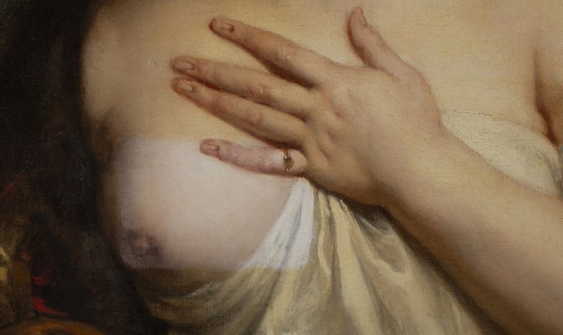 Detalle del procedimiento de limpieza realizado en la pintura “Venus y Cupido”, obra de Peter Paul Rubens