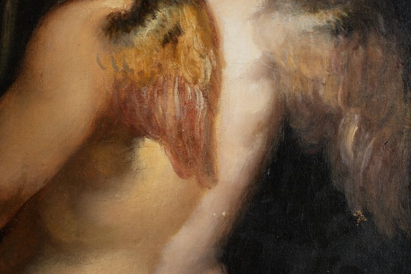 Detalle del proceso de limpieza de la obra “Venus y Cupido”, de Peter Paul Rubens