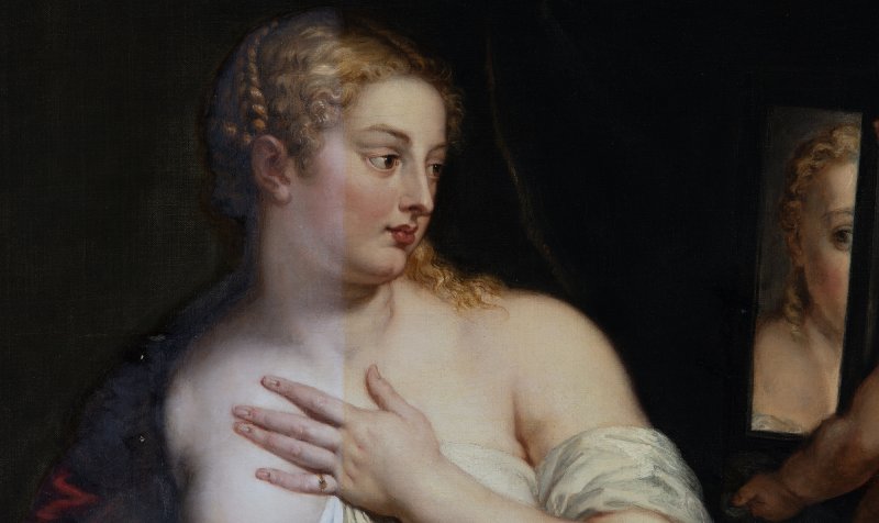 Detalle del proceso de limpieza de la obra “Venus y Cupido”, de Peter Paul Rubens