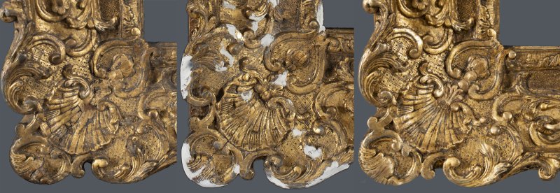 The stages of the restoration process of the frame of Rubens’ painting, “Venus and Cupid”