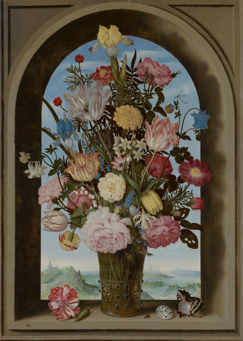 Ambrosius Bosschaert, Jarrón con flores en una ventana Ambrosius Bosschaert, Jarrón con flores en una ventana
