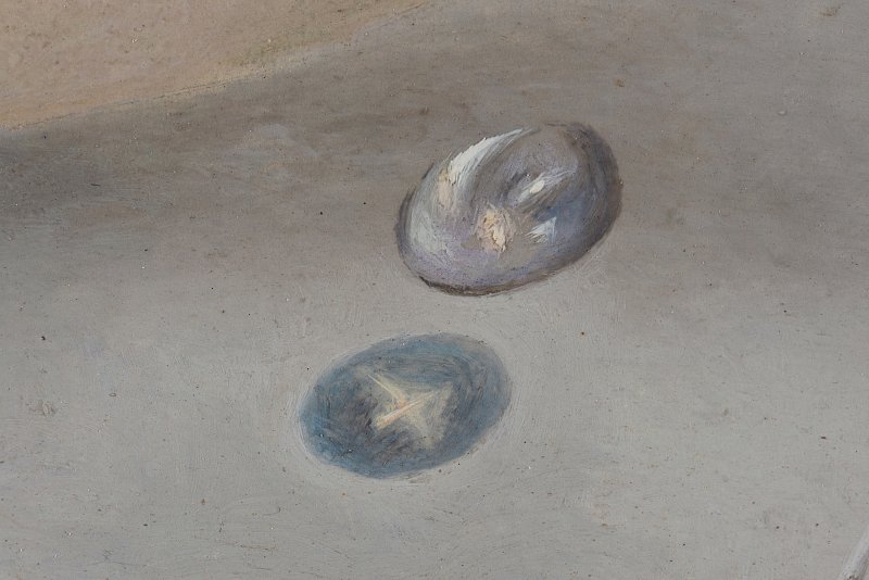 Vista de detalle de la obra “Un segundo antes del despertar de un sueño provocado por el vuelo de una abeja alrededor de una granada”, de Salvador Dalí