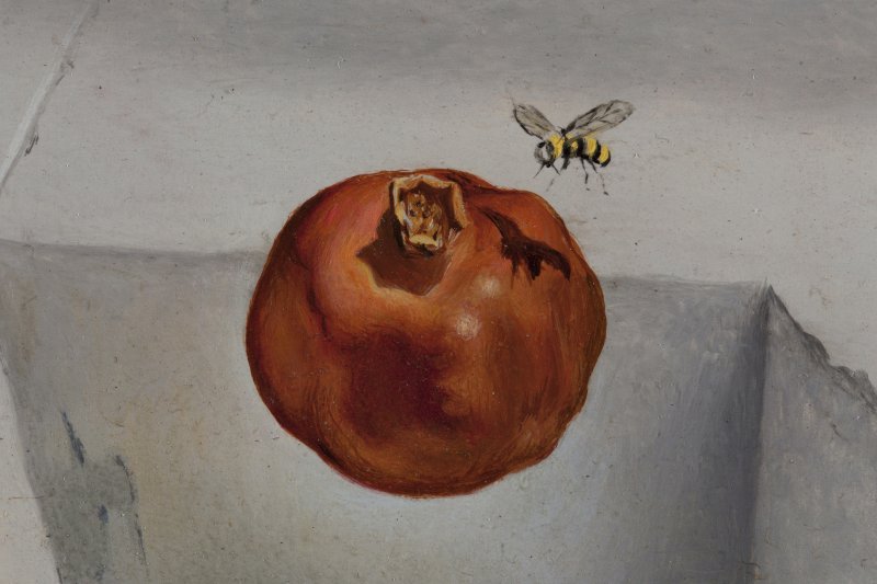 Detalle de la granada de la obra “Un segundo antes del despertar de un sueño provocado por el vuelo de una abeja alrededor de una granada”, de Salvador Dalí