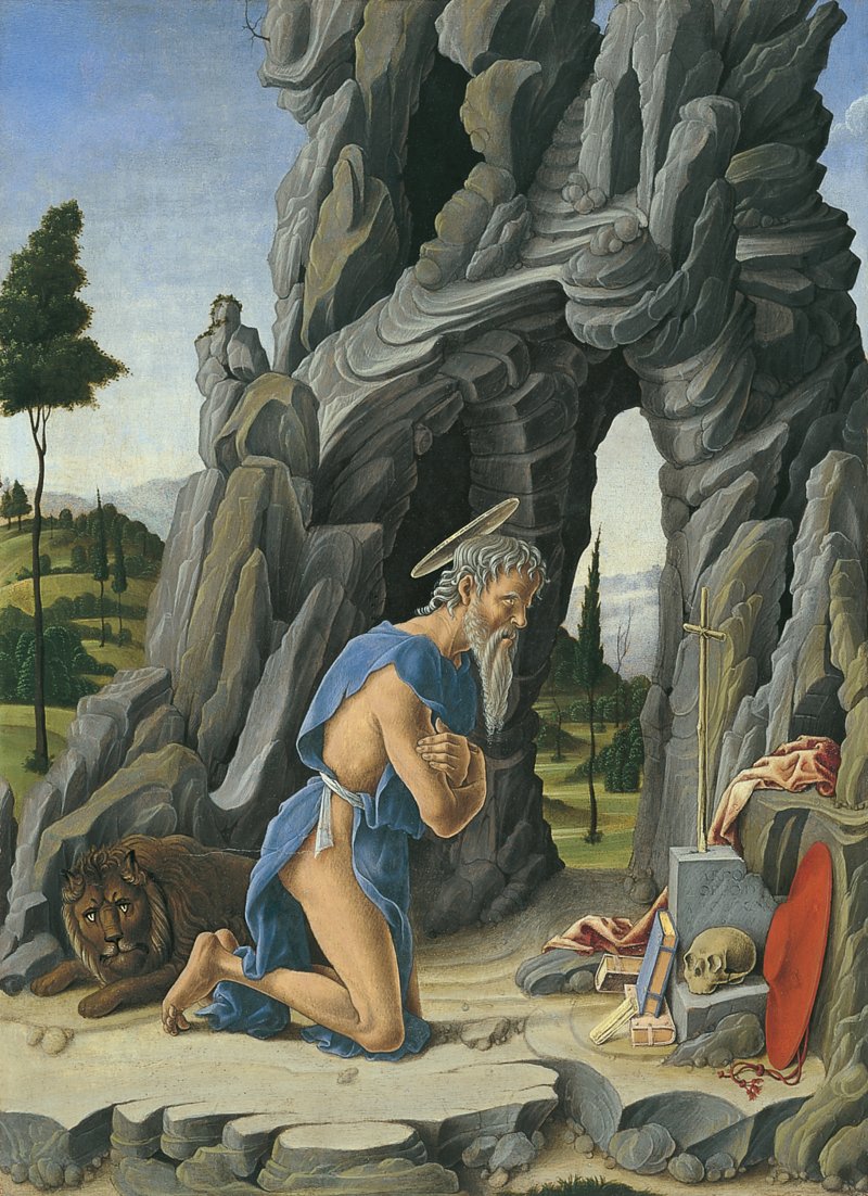 Saint Jerome in the Desert. San Jerónimo en el desierto, c. 1450-1455