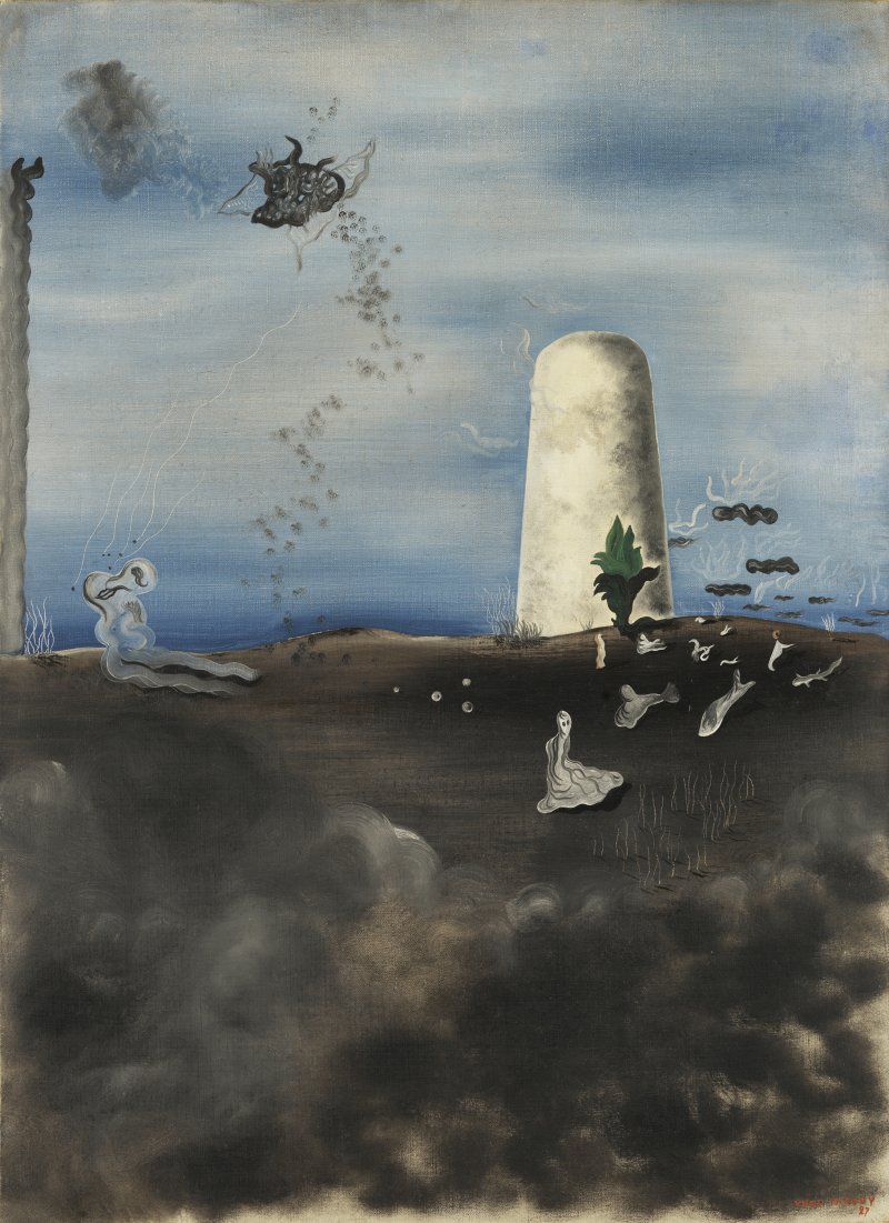 La muerte acechando a su familia. Yves Tanguy