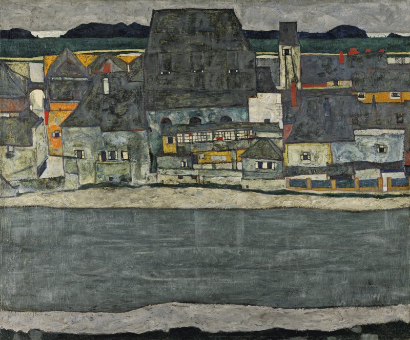 Casas junto al río. La ciudad vieja. Egon Schiele