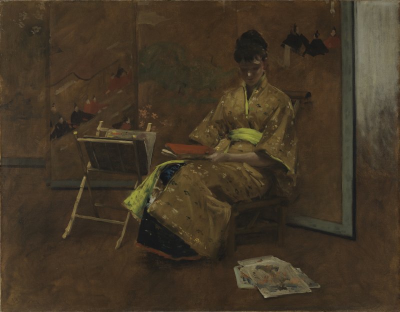 Joven con vestido japonés. El quimono. William Merritt Chase