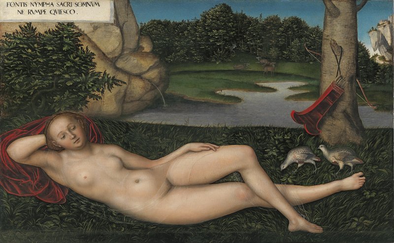 The Nymph at the Fountain. La ninfa de la fuente, c. 1530-1534