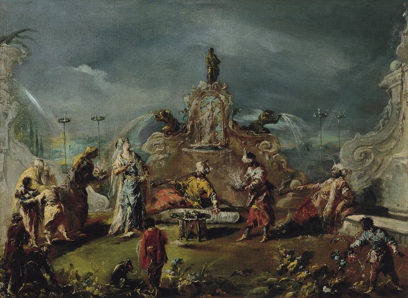 Scene in the Garden of a Seraglio. Escena en el jardín de un serrallo, c. 1743