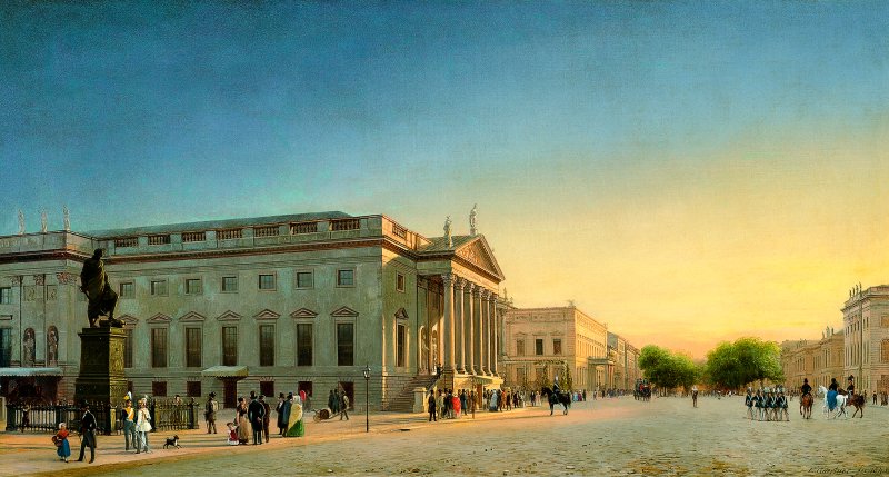 Vista de la Opera y la Calle Unter den Linden, Berlín. Eduard Gaertner