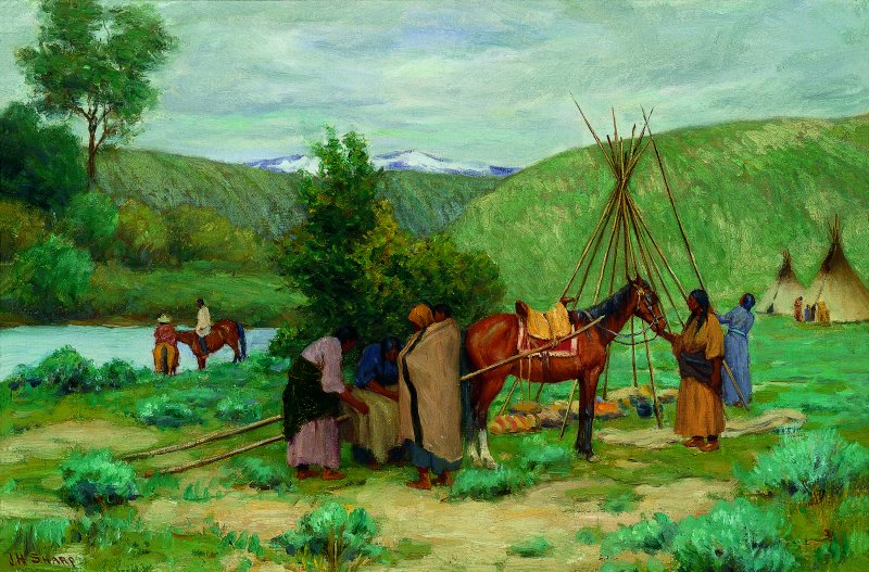 Setting up Camp, Little Big Horn, Montana. Montando el campamento, Little Big Horn, Montana, s.f