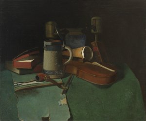 Books, Mug, Pipe and Violin. Libros, jarra, pipa y violín, c. 1880 Books, Mug, Pipe and Violin. Libros, jarra, pipa y violín, c. 1880