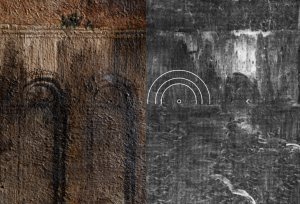 Comparativa de la imagen rasante y la imagen radiográfica de la obra de Canaletto "La Plaza de San Marcos en Venecia"