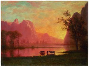Sundown at Yosemite. Puesta de sol en Yosemite, c. 1863