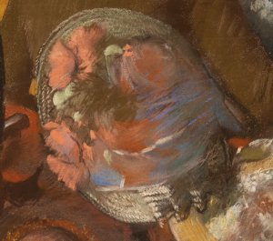 Detalle de la obra “En la sombrerería”, de Edgar Degas