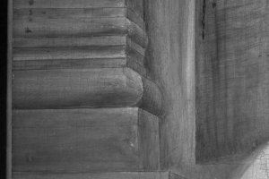 Detalle en imagen infrarroja de las líneas de incisión ejecutadas por Pier Francesco Foschi en la obra “Retrato de una dama”