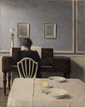 Vilhelm Hammershøi. Interior con mujer al piano, Strandgade 30, 1901 Vilhelm Hammershøi. Interior con mujer al piano, Strandgade 30, 1901