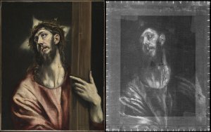 Comparativa de la imagen visible y la imagen radiográfica de la obra “Cristo abrazando la cruz” c.1587‐1596, de El Greco