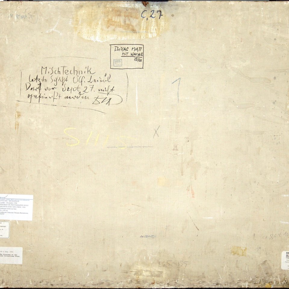 Reverso de la obra de Otto Dix "Hugo Erfurth con perro", 1926 Reverso de la obra de Otto Dix "Hugo Erfurth con perro", 1926