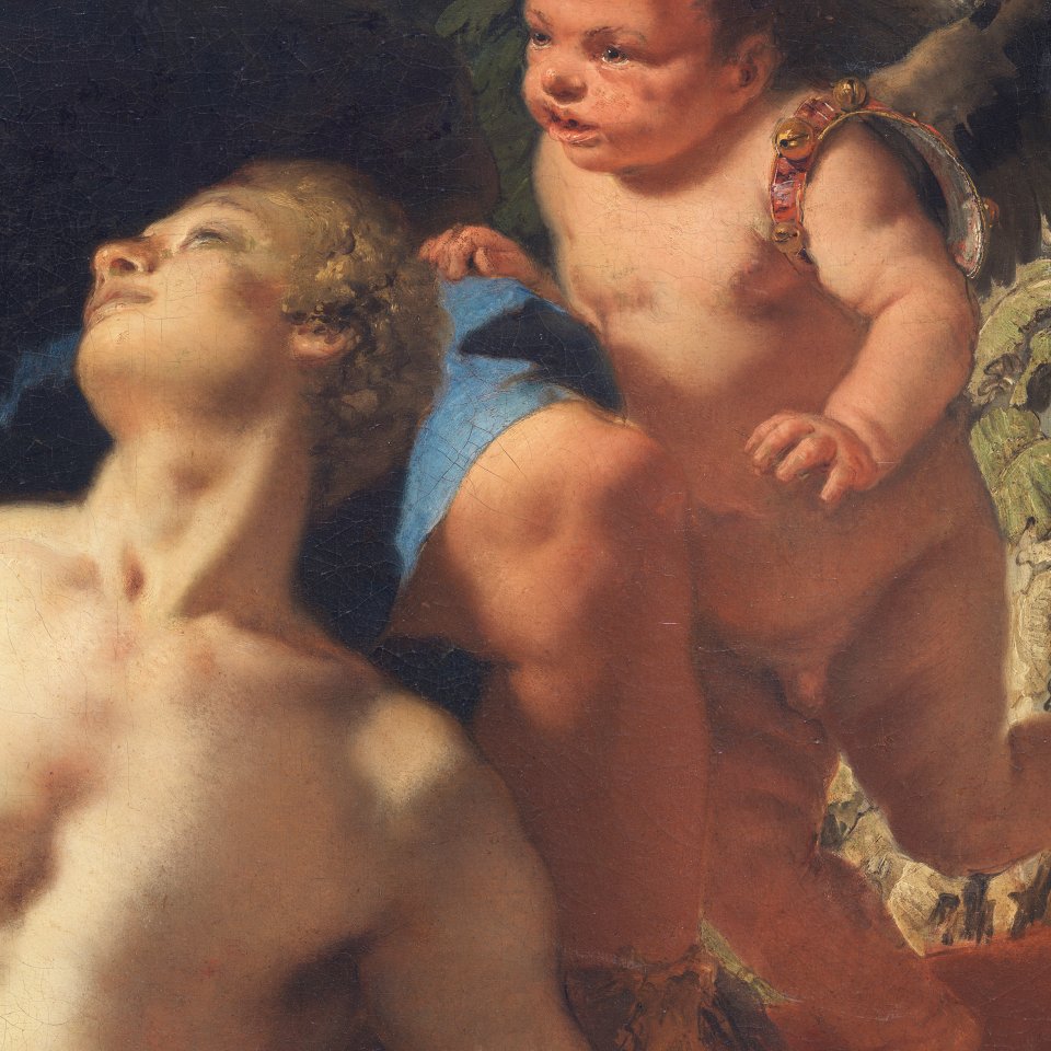 Detalle de la imagen visible de “La muerte de Jacinto” de Giambattista Tiepolo Detalle de la imagen visible de “La muerte de Jacinto” de Giambattista Tiepolo