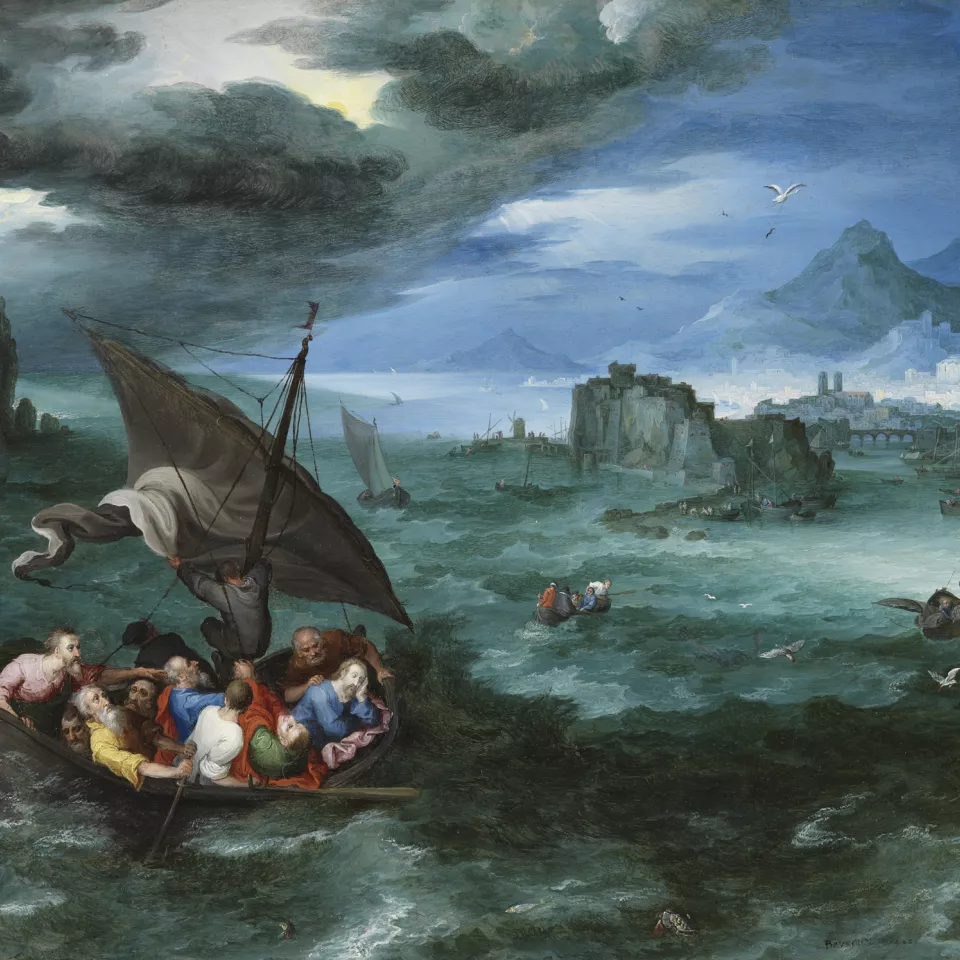 Image of Brueghel's painting "Christ in the storm on the Sea of Galilee" Image of Brueghel's painting "Christ in the storm on the Sea of Galilee".